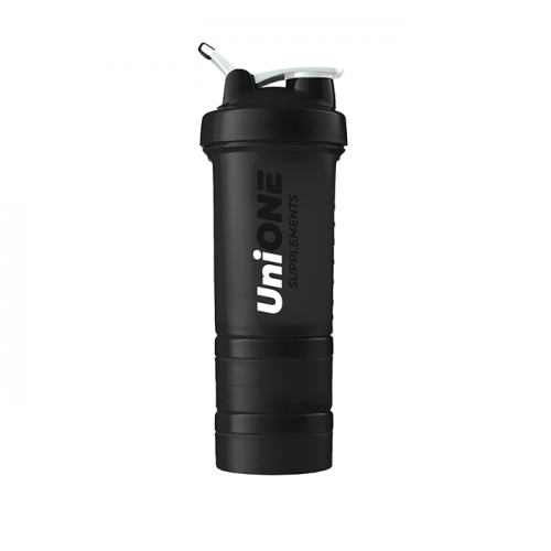 Shaker Bottle UniOne сетка+доп.отсеки 500 ml (черный)