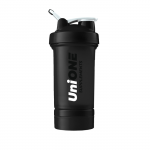 Shaker Bottle UniOne сетка+доп.отсеки 500 ml (черный)