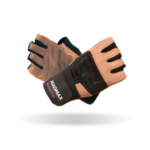 MADMAX Перчатки Professional MFG269 с фиксатором запястья (черно-коричневые)